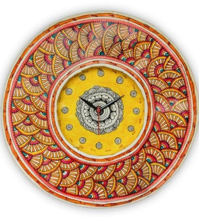 'Yellow Flower’ Hand Painted Tholu Wall Clock